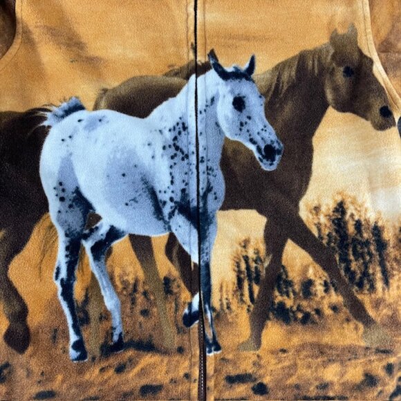 Trail Crest Fleece Horses Western Jacket Women's L Large All Over Print Full Zip - Picture 2 of 5